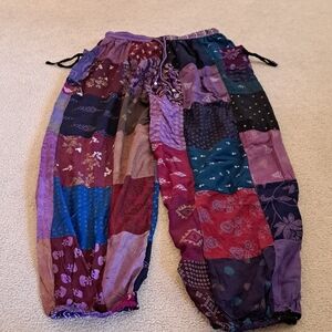 🎁Colorful Patchwork Pants One Size Fits Most Inseam 28" Waist Flat 15"
